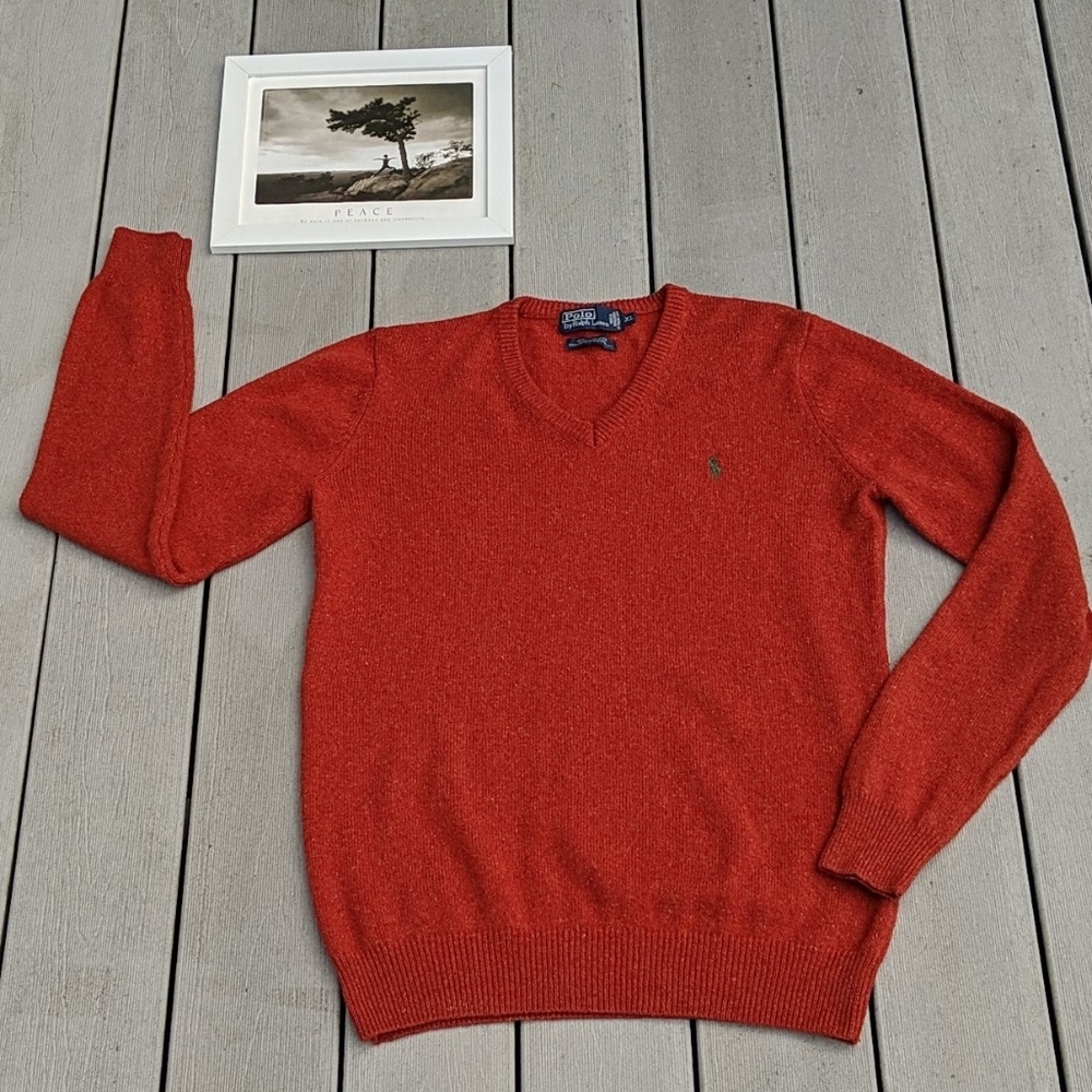 POLO BY RALPH LAUREN V-NECK WOOL SWEATER, SZ XL